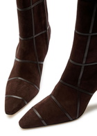 Manolo Blahnik Trulonapla 90 Panelled Suede Mid-calf Boots Brown