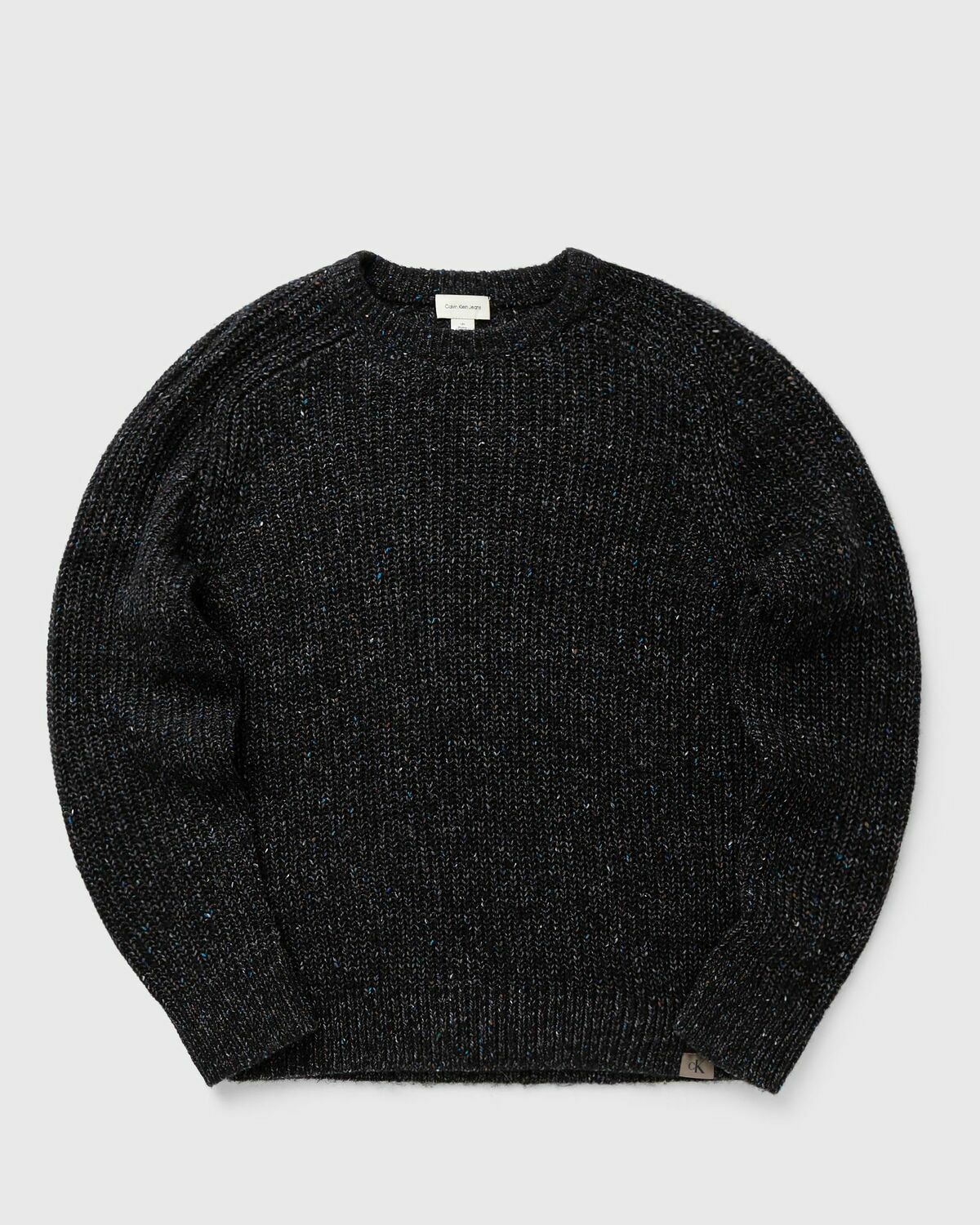 Calvin Klein Jeans LS NOVELTY YARN RAGLAN CREWNK SWEATER Black Mens Pullover