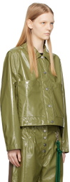 Song for the Mute Green Cropped Faux-Leather Jacket