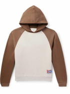 ERL - Logo-Appliquéd Distressed Two-Tone Cotton-Blend Jersey Hoodie - Brown