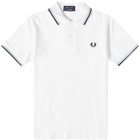 Fred Perry Authentic Men's Original Twin Tipped Polo Shirt in White/Ice/Navy