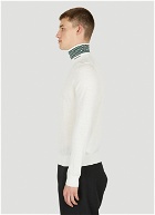 High Neck Logo Sweater in White