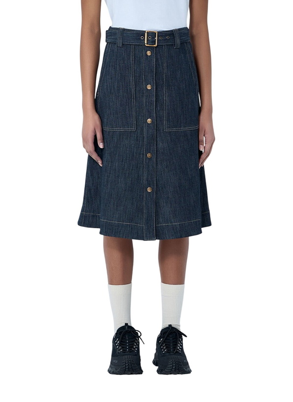 Photo: Moncler Button-Front Denim Midi Skirt