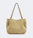 Chloé Chloé Clover leather-trimmed suede tote bag