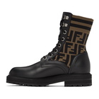 Fendi Black and Brown Forever Fendi Lace-Up Boots