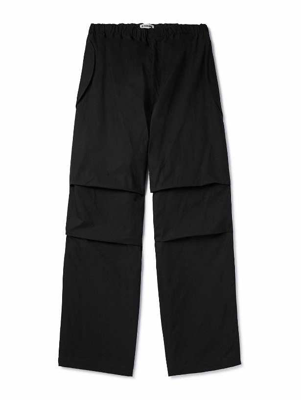 Photo: Jil Sander - Wide-Leg Pleated Cotton Trousers - Black