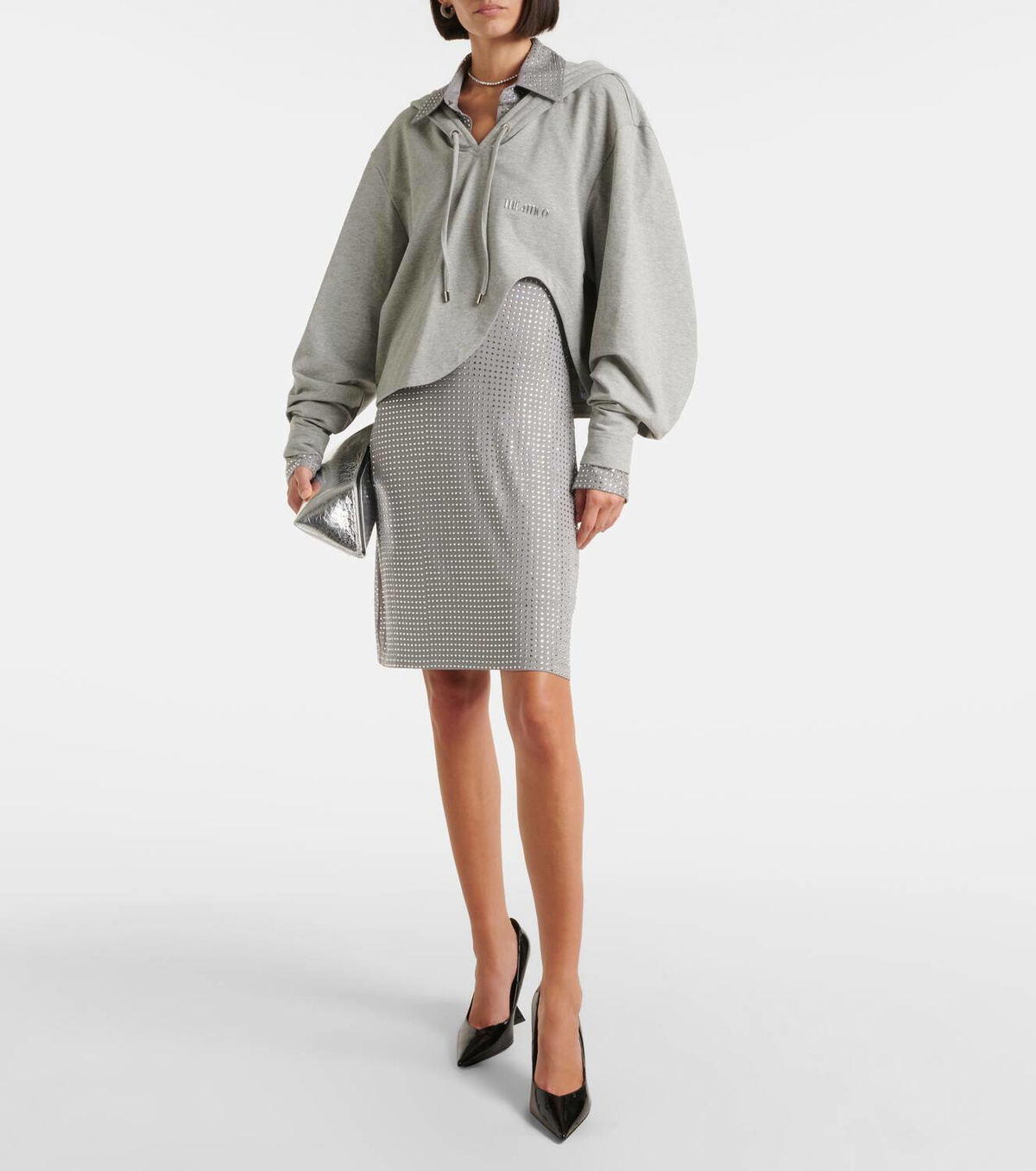 The Attico Asymmetric cotton-blend jersey hoodie