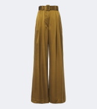 Zimmermann Belted pleated silk wide-leg pants