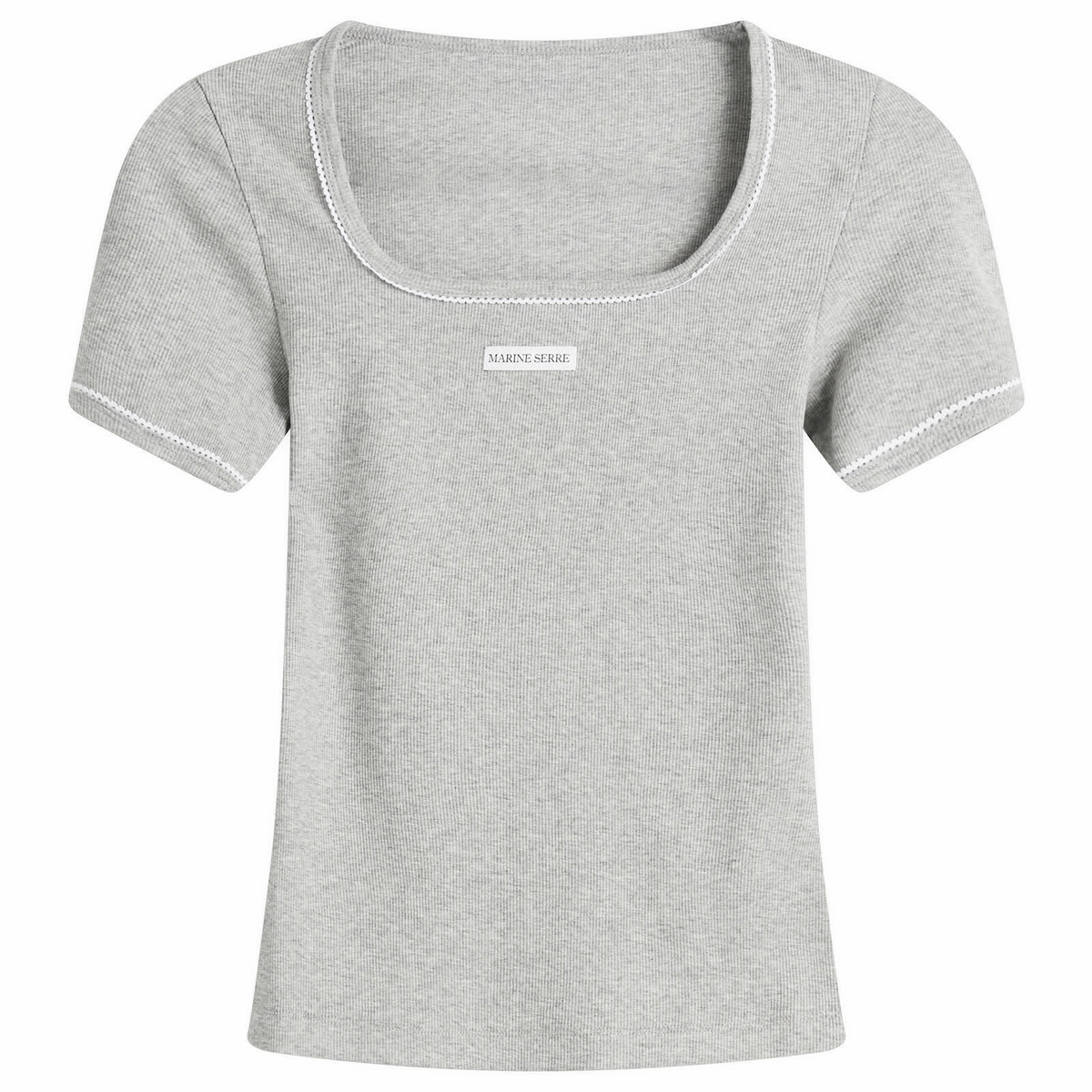 Marine Serre Women's Cute 70'S Square Neck T-Shirt in Grey
