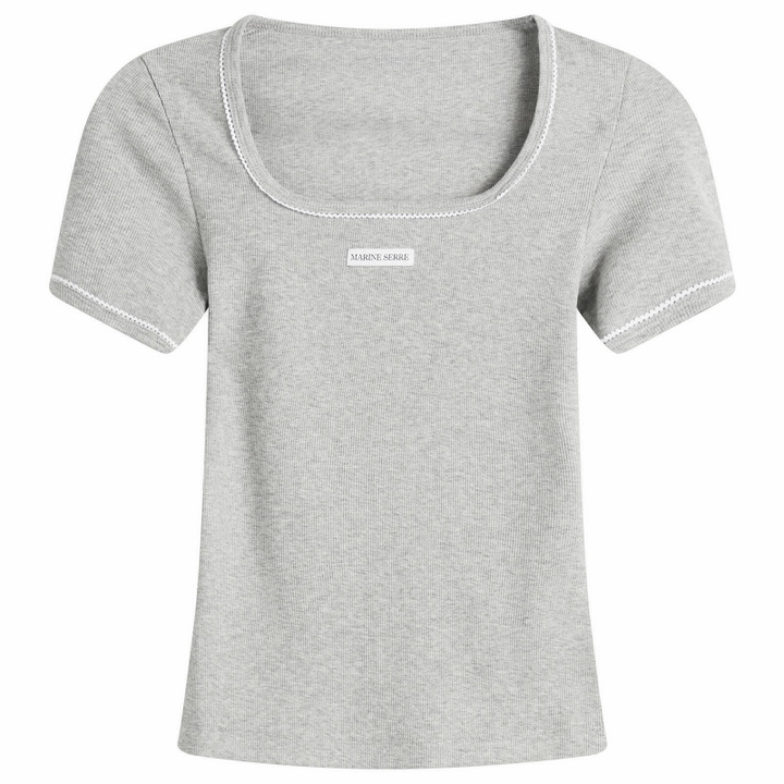 Photo: Marine Serre Women's Cute 70'S Square Neck T-Shirt in Grey