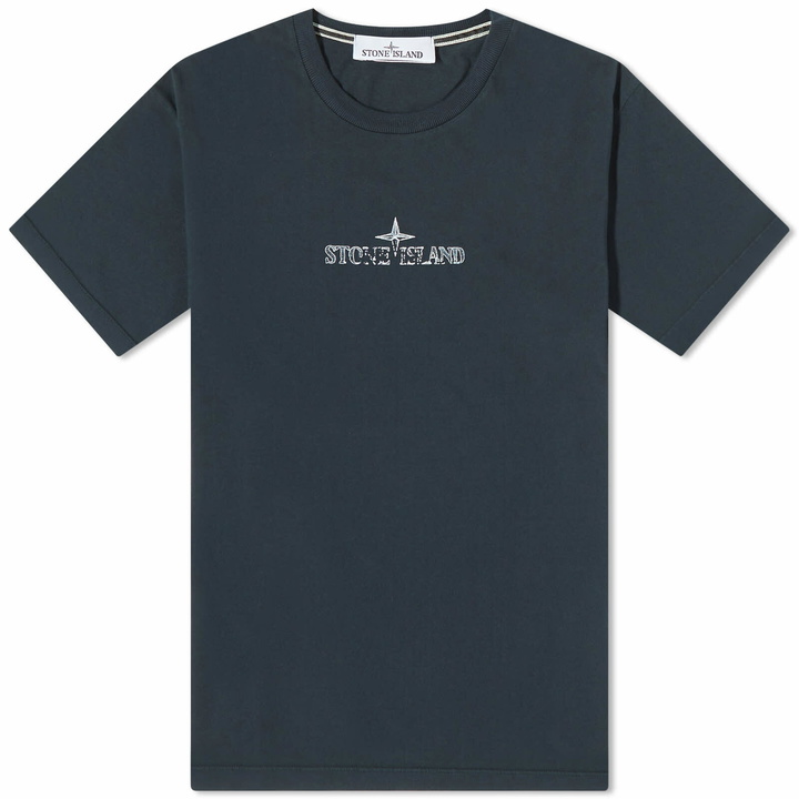 Photo: Stone Island Men's Stamp Centre Logo T-Shirt in Navy Blue