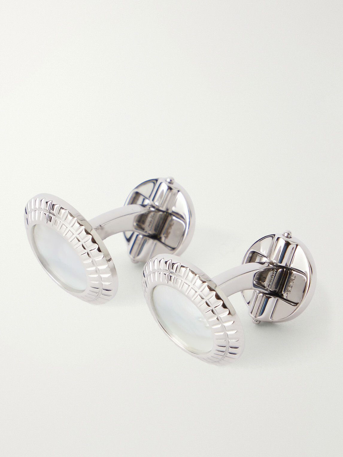 Dunhill - Hobnail Coin Mother-of-Pearl and Sterling Silver Cufflinks - White