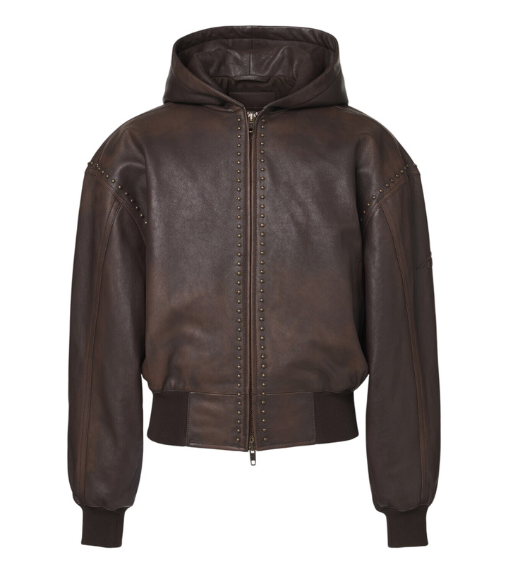 Photo: Balenciaga Studded hooded leather jacket