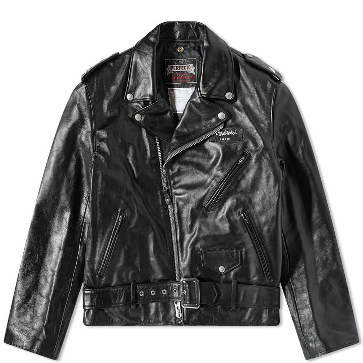 Photo: Sacai x Schott x MADSAKI Perfecto Leather Jacket in Black
