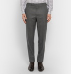 TOM FORD - Grey Birdseye Wool and Silk-Blend Flannel Suit Trousers - Gray