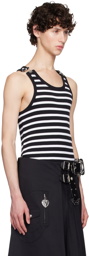Jean Paul Gaultier Black & White 'The Strapped Marinière' Tank Top