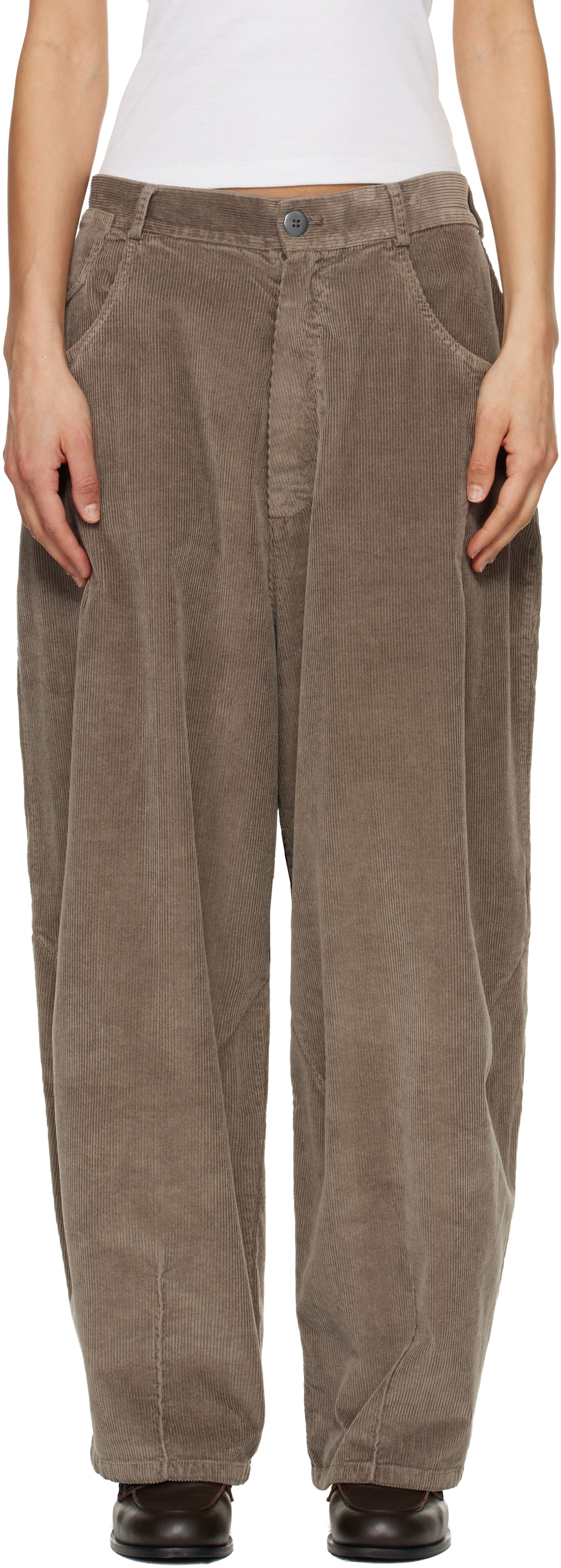 Cordera Gray Corduroy Baggy Trousers