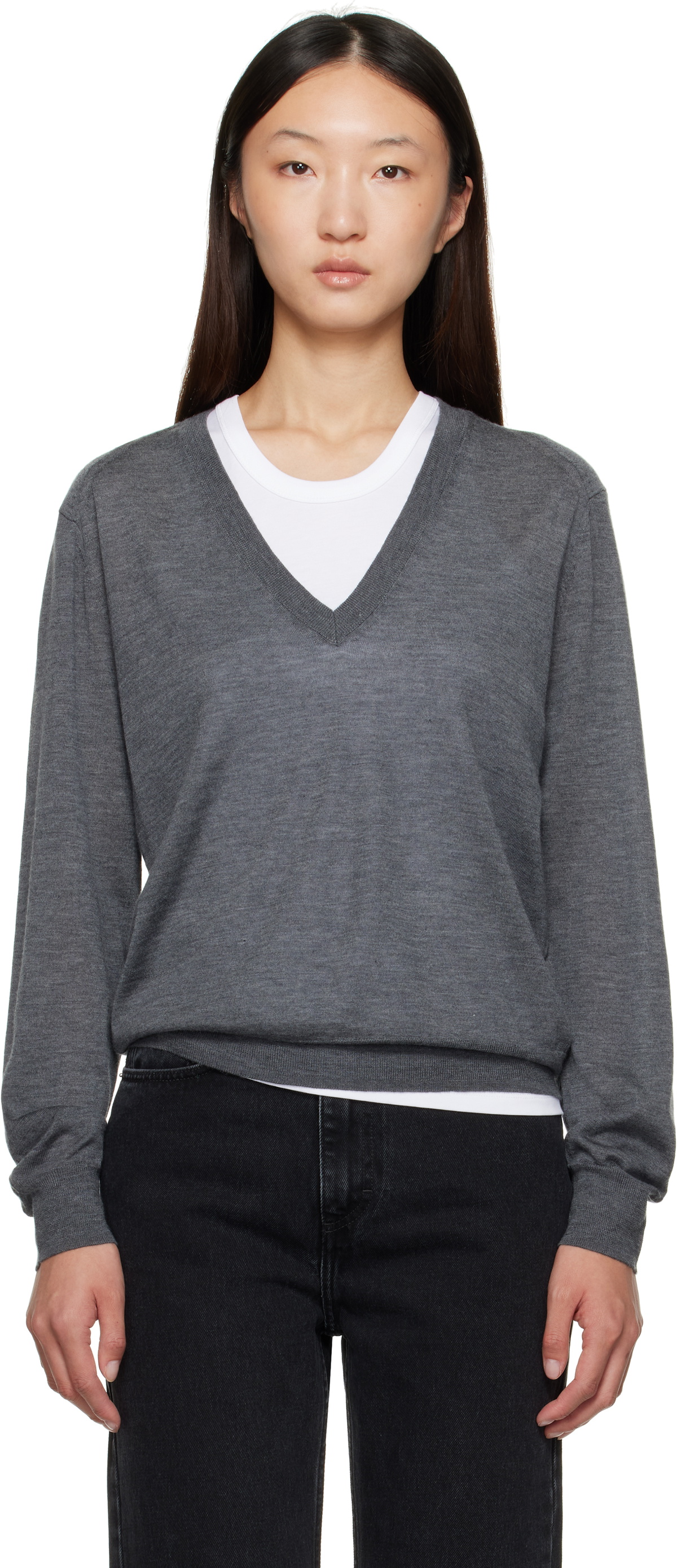 Loulou de Saison Gray Julio Cashmere Sweater