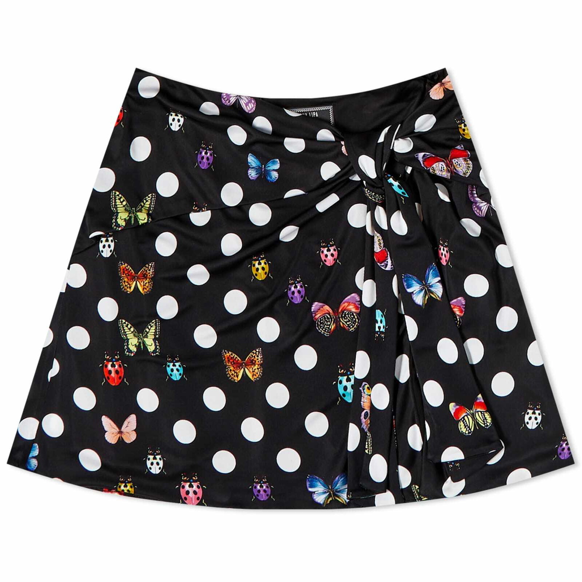 【関税&送料込み】Versace Mini Wrap Skirt Versace Women's Dot & Butterfly Mini Wrap Skirt in Black Versace