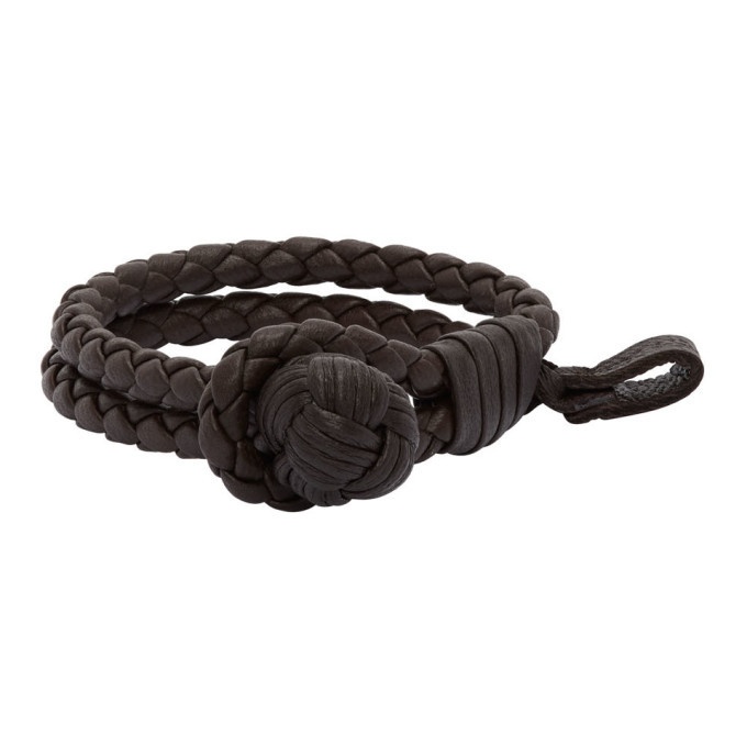 Photo: Bottega Veneta Black Braided Leather Bracelet