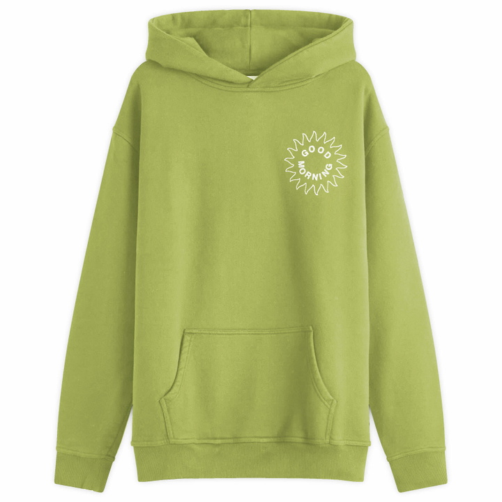 Photo: Good Morning Tapes Men's Sun Logo Hoodie in Leaf