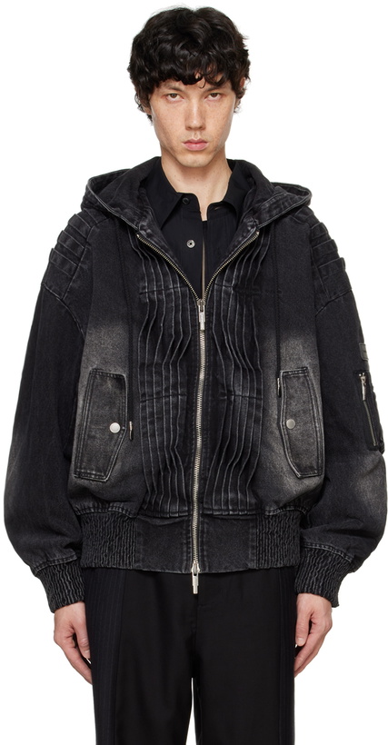 Photo: Feng Chen Wang Black Pleated Denim Jacket