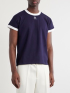 Versace - Medusa-Embroidered Cotton-Blend Jersey T-Shirt - Blue