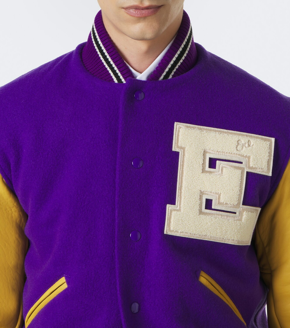 ERL Leather-trimmed wool-blend bomber jacket