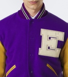 ERL Leather-trimmed wool-blend bomber jacket