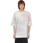 Juun.J Pink and Grey Logo Tie-Dye T-Shirt