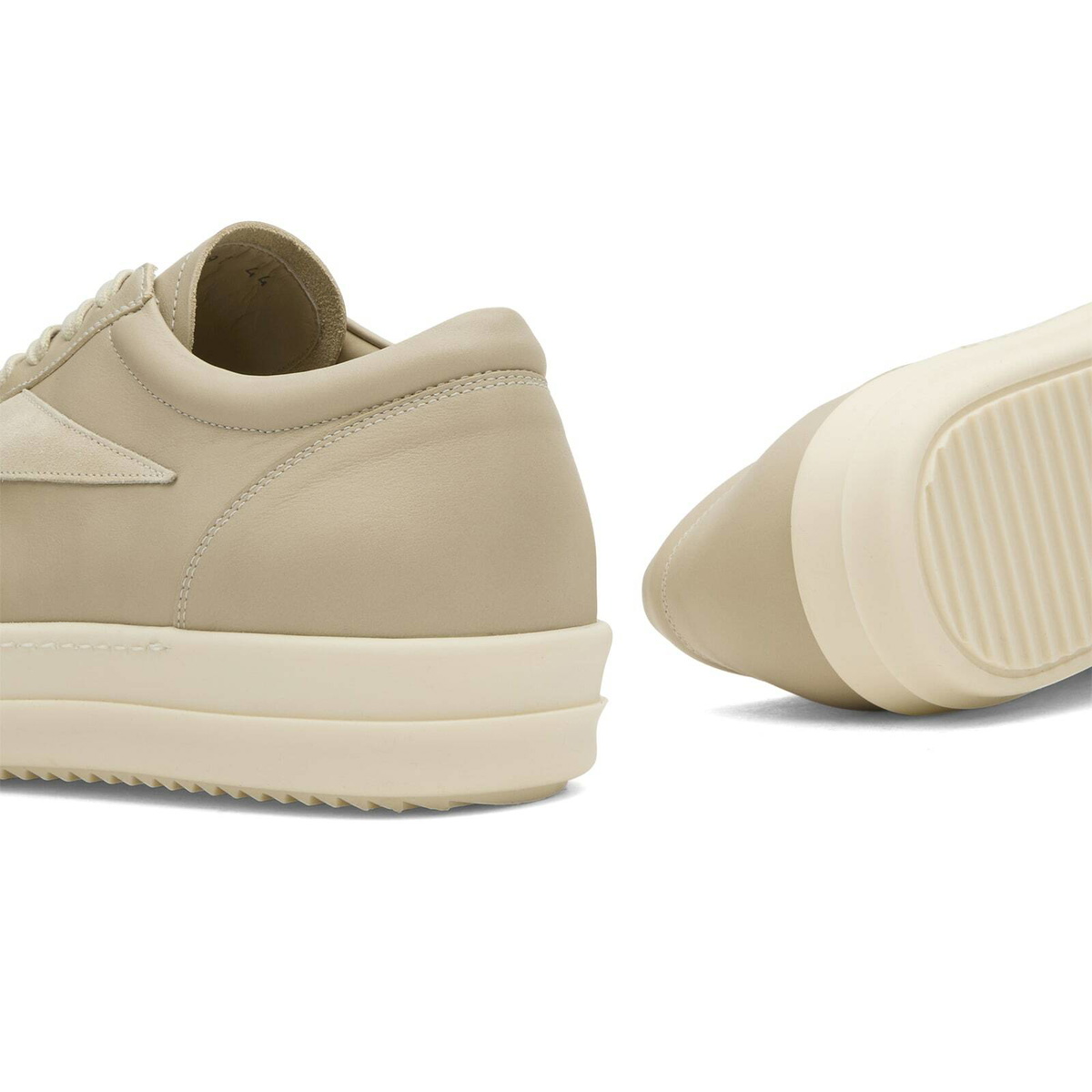 Rick Owens Men's Leather Vintage Sneaks in Sand/Milk/Milk
