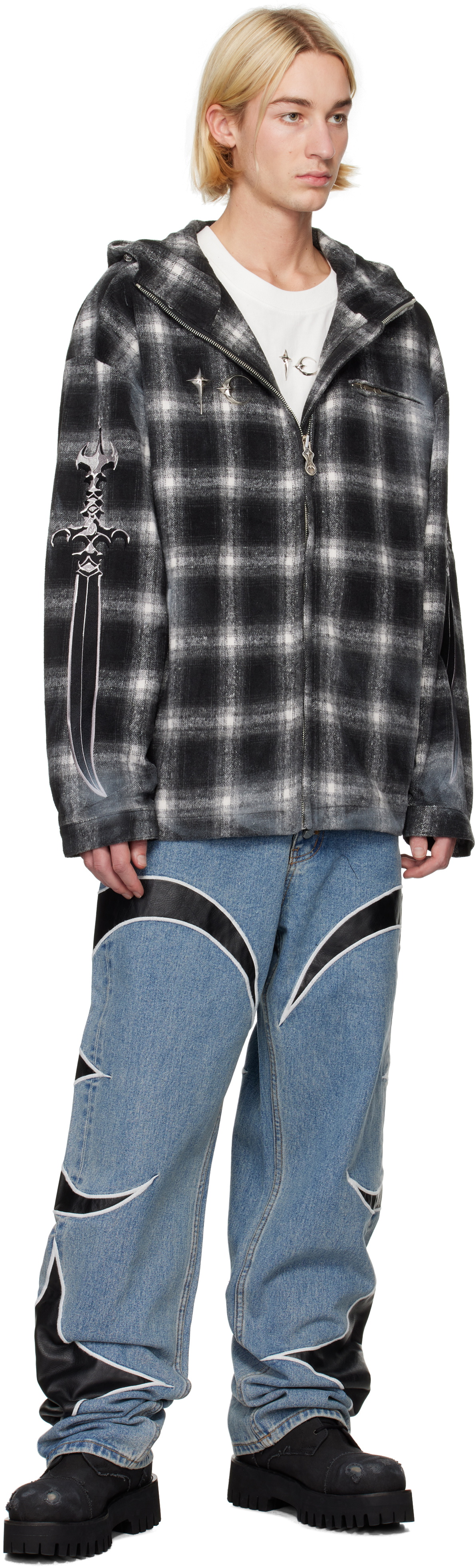 Thug Club Blue Leather Washing Denim Jeans Thug Club