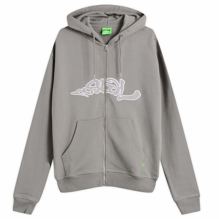 Photo: POSTAL Men's Trip Applique Zip Hoodie in Concrete