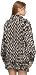 Anna Sui Black & Off-White Faux-Fur Checkerboard Jacket