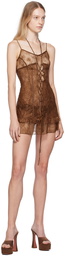 KIM SHUI Brown Lace-Up Minidress