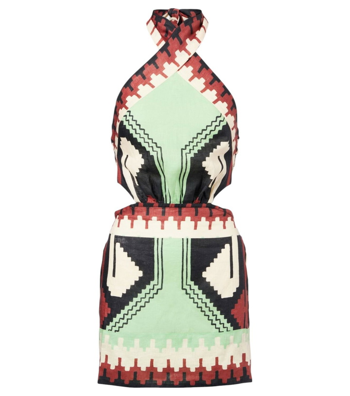 Photo: Johanna Ortiz Printed halterneck linen minidress