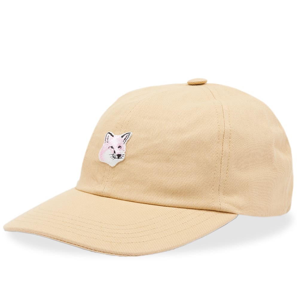 Maison Kitsuné Men's Monochrome Fox Head Patch 6P Cap in Beige