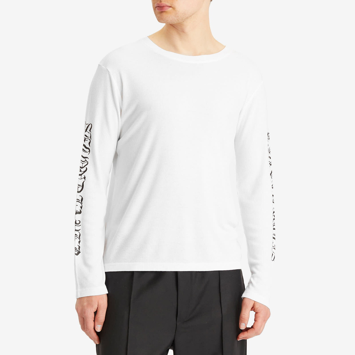 Second/Layer Men's Destroyed Skate Wave Long Sleeve T-Shirt in White