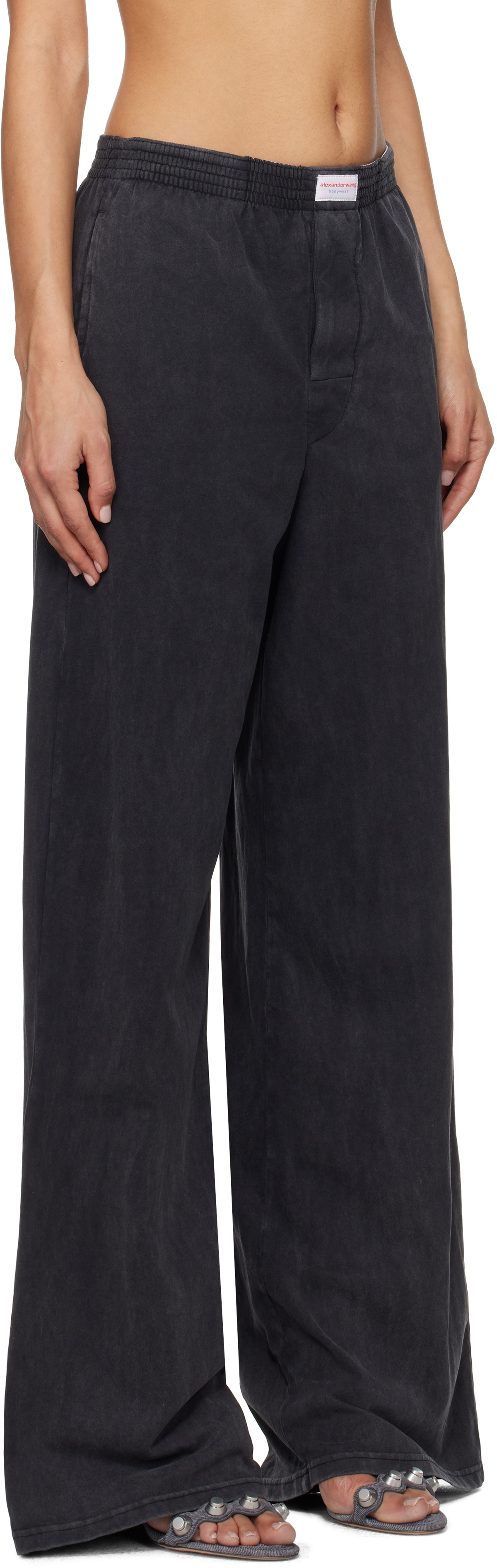 Alexander Wang Black Wide-Leg Lounge Pants