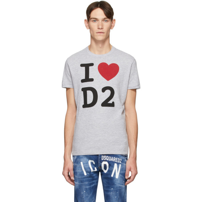 Photo: Dsquared2 Grey I Love D2 T-Shirt