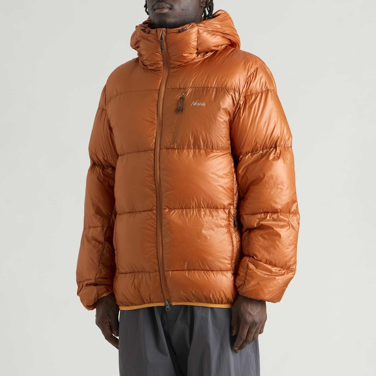 NANGA Men's Mountain Trip Hooded Down Jacket in Orange