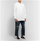 nonnative - Scientist Grandad-Collar Cotton Oxford Half-Placket Shirt - White