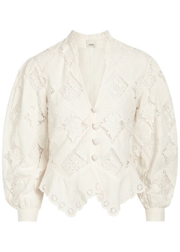 Photo: Isabel Marant Nina Cutwork-embroidery Cotton and Linen-blend Blouse White