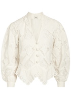 Isabel Marant Nina Cutwork-embroidery Cotton and Linen-blend Blouse White