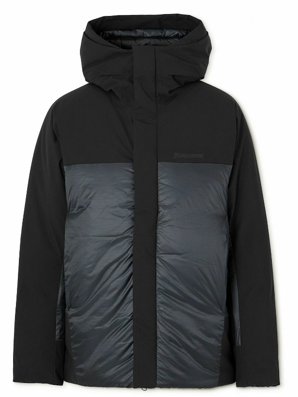 Photo: Houdini - Bouncer Quilted Panelled Ripstop Hooded Ski Jacket - Black
