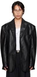 LU'U DAN Black CLOT Edition Oversized Tailored Faux-Leather Blazer