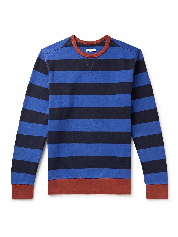 Photo: Pop Trading Company - Striped Logo-Print Cotton-Jersey Sweatshirt - Blue
