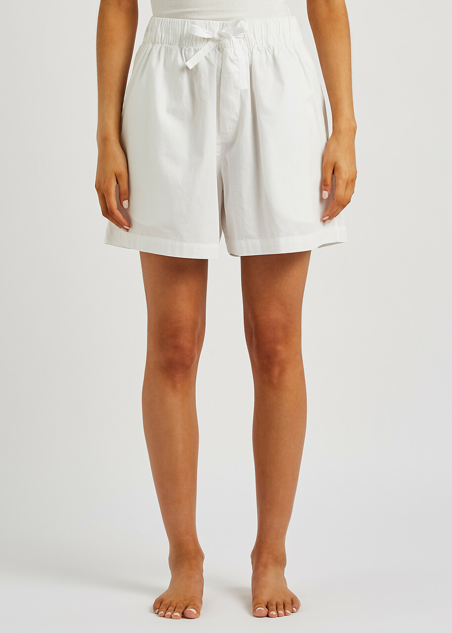 Tekla Unisex Poplin Pyjama Shorts White
