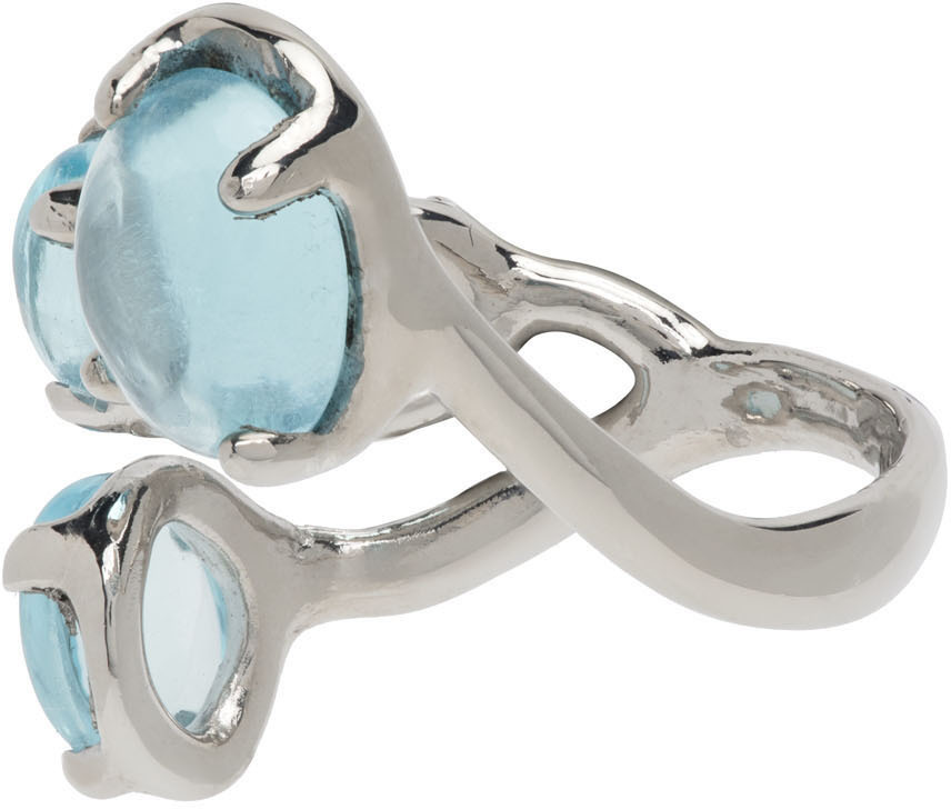 Alan Crocetti SSENSE Exclusive Silver Topaz Droplet Ring