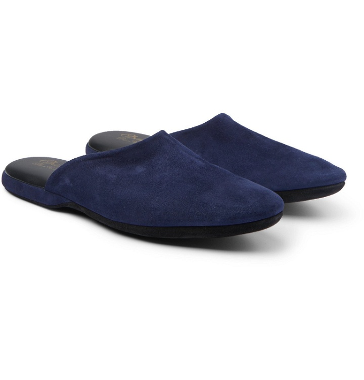 Photo: Charvet - Suede Slippers - Blue